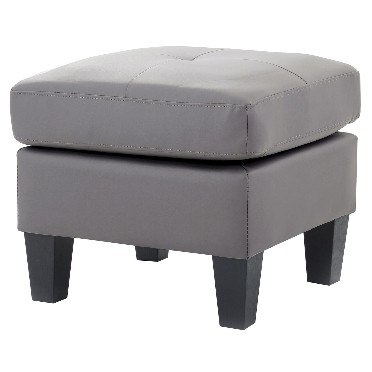 Contemporary Home Living Tufted Faux Leather Upholstered Ottoman - 23" - Gray